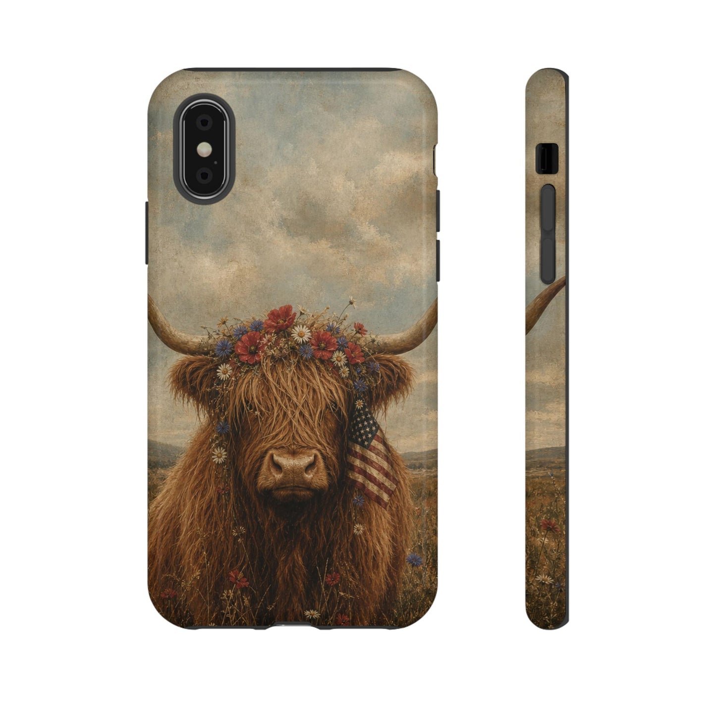 Patriotic Highland Cow Tough Case