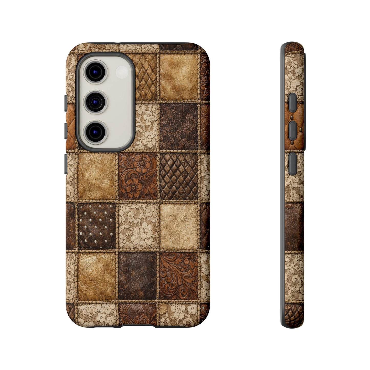 Leather Lace Patchwork Tough Case