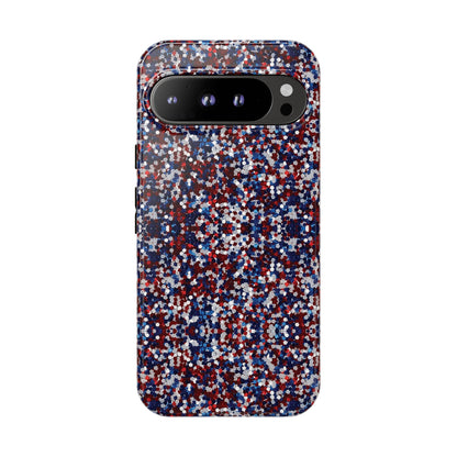 Red White Blue Glitter Tough Phone Case