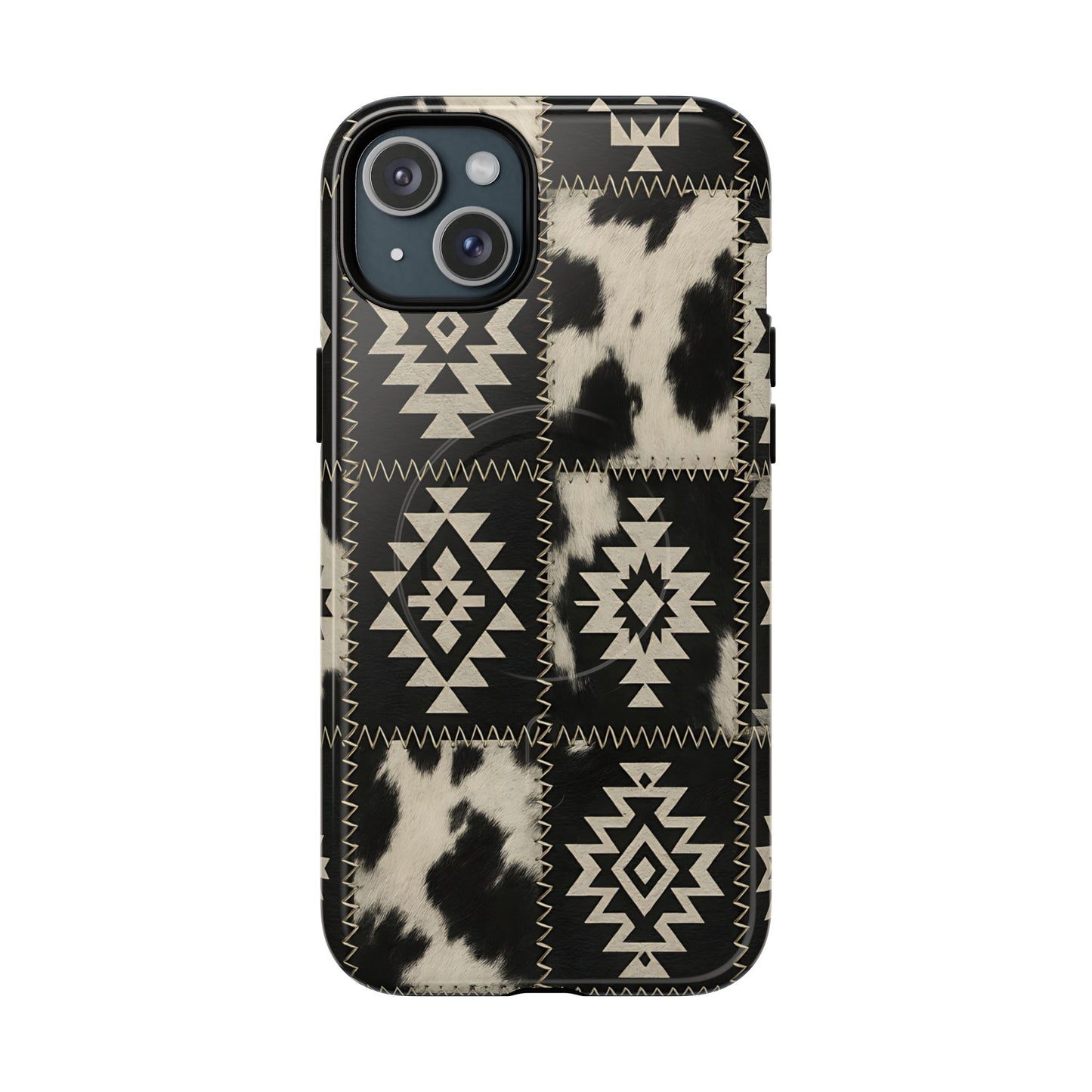 Black Aztec Patchwork Magnetic Case