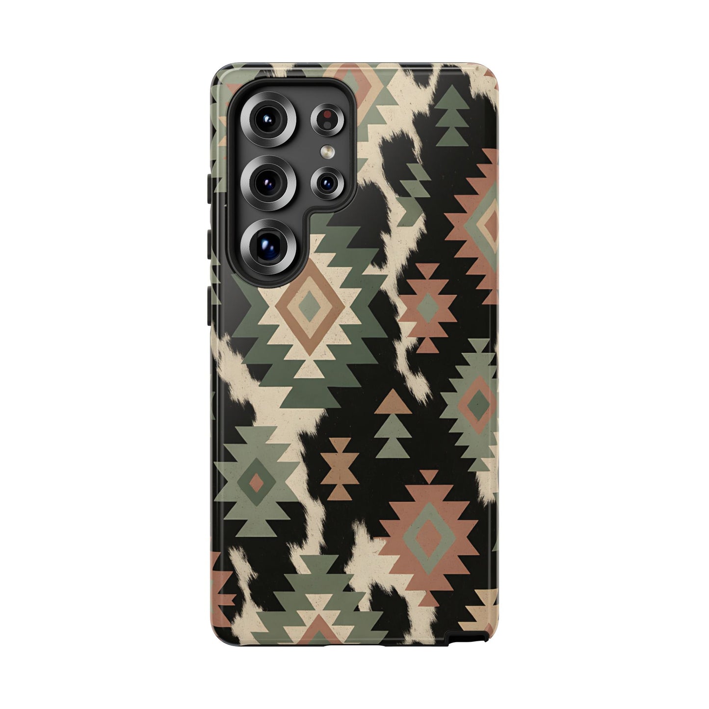 Sage Aztec + Cowhide Tough Phone Case