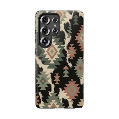 Sage Aztec + Cowhide Tough Phone Case