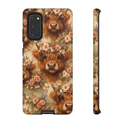 Floral Highland Cow Tough Case