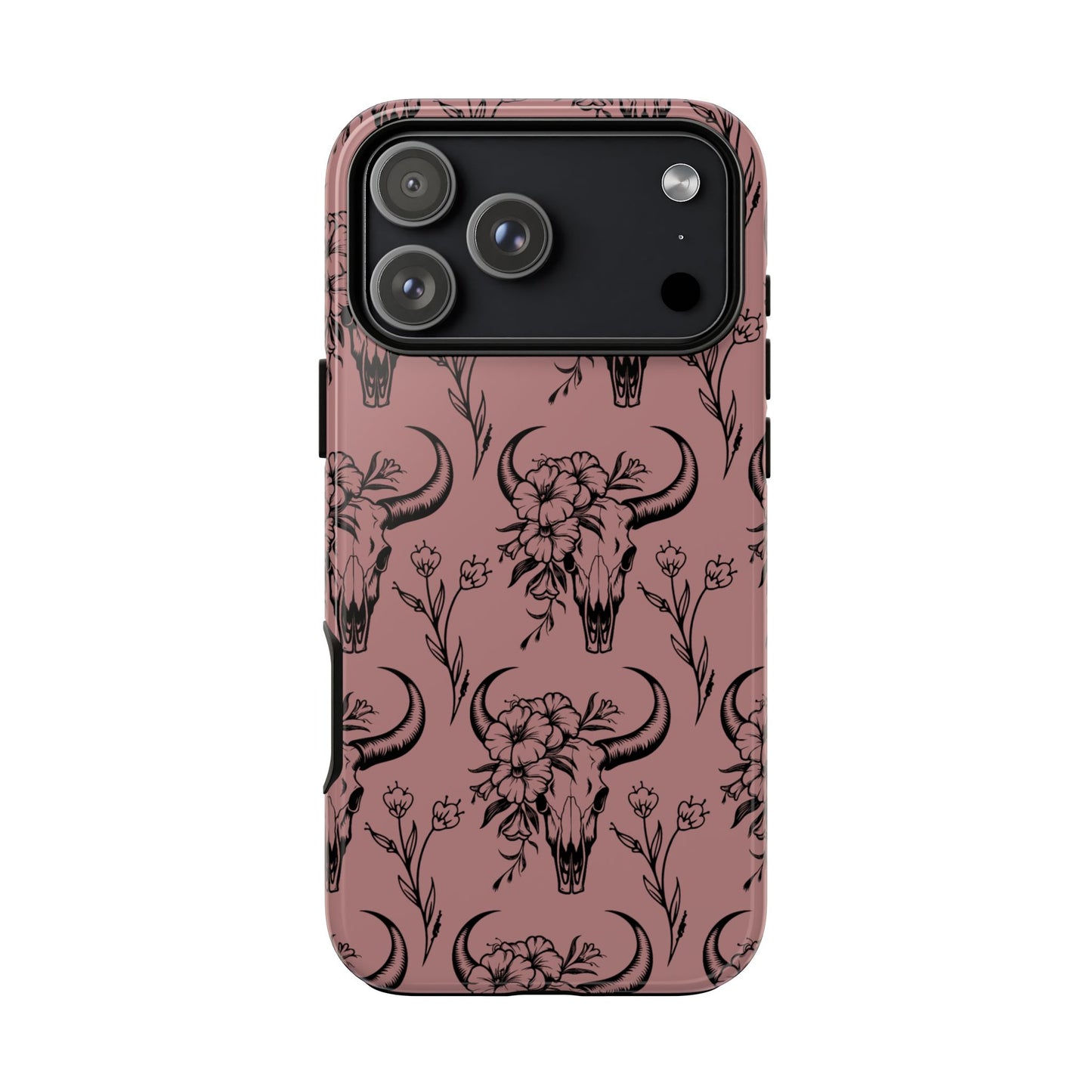 Mauve Floral Skull Tough Phone Case