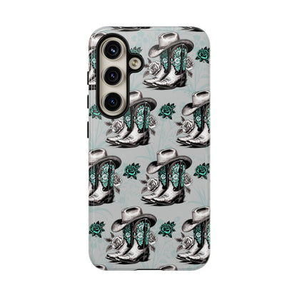 Teal Floral Boots Tough Case