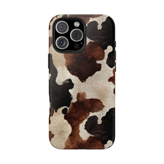 Brown Black Cowhide Phone Case
