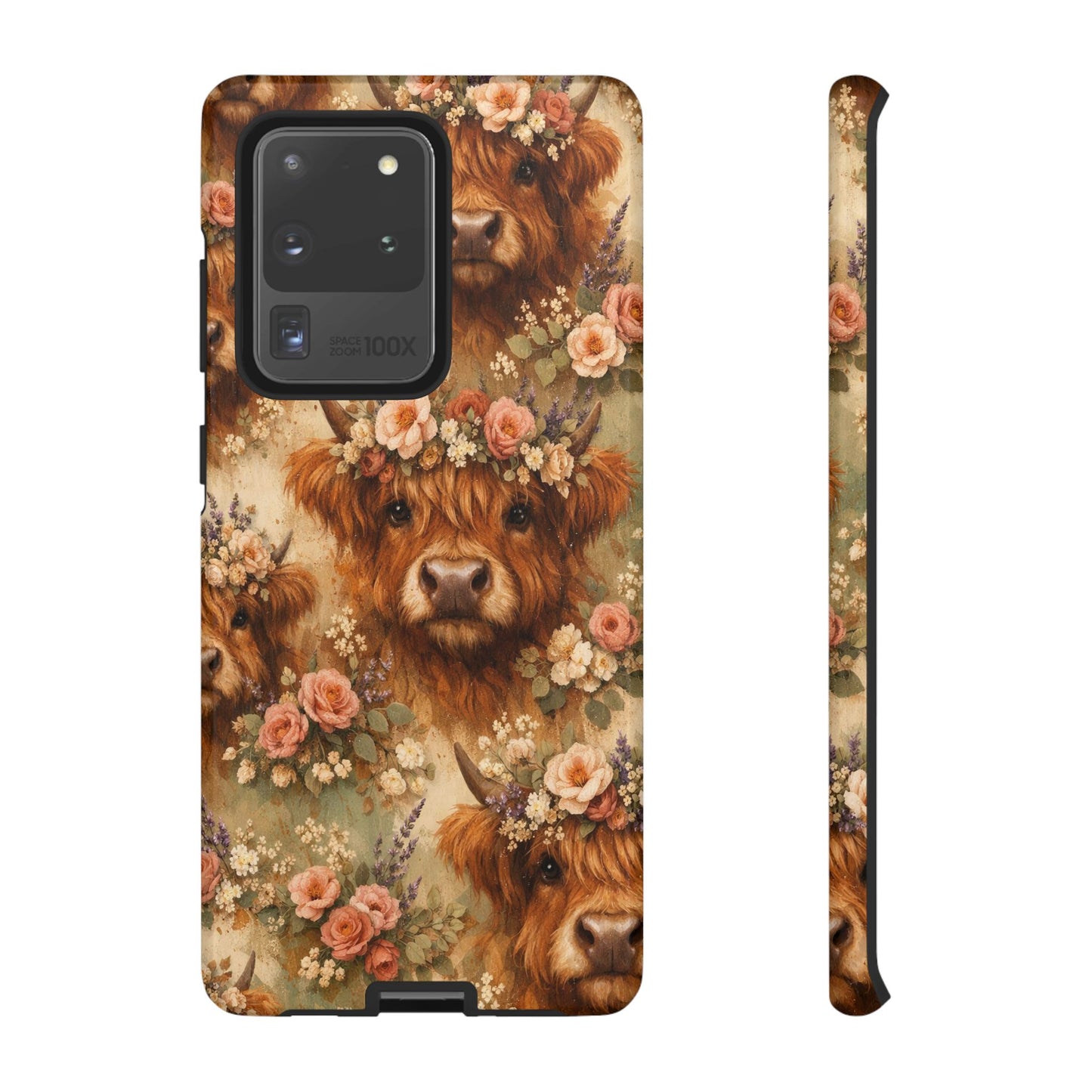 Floral Highland Cow Tough Case