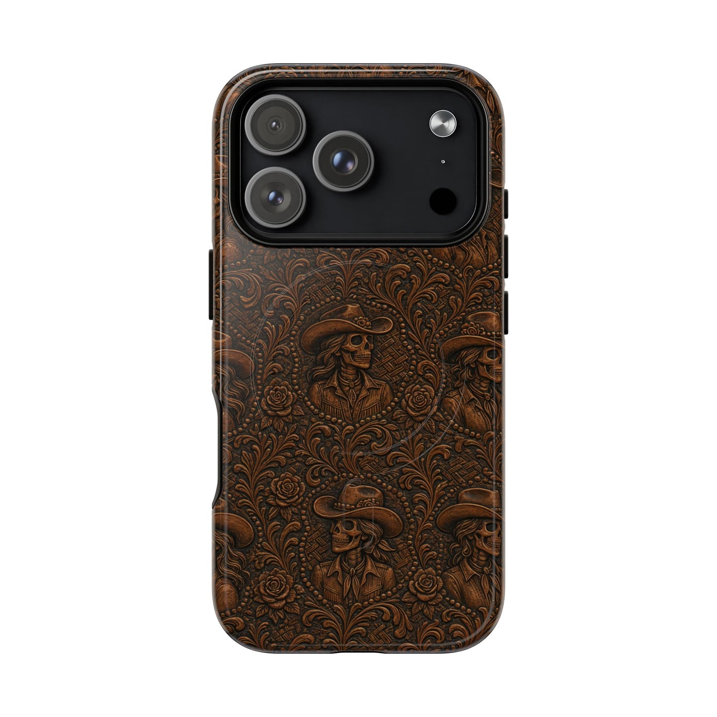 Tooled Skeleton Cowgirl Magnetic Case