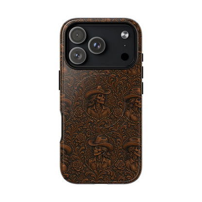 Tooled Skeleton Cowgirl Magnetic Case