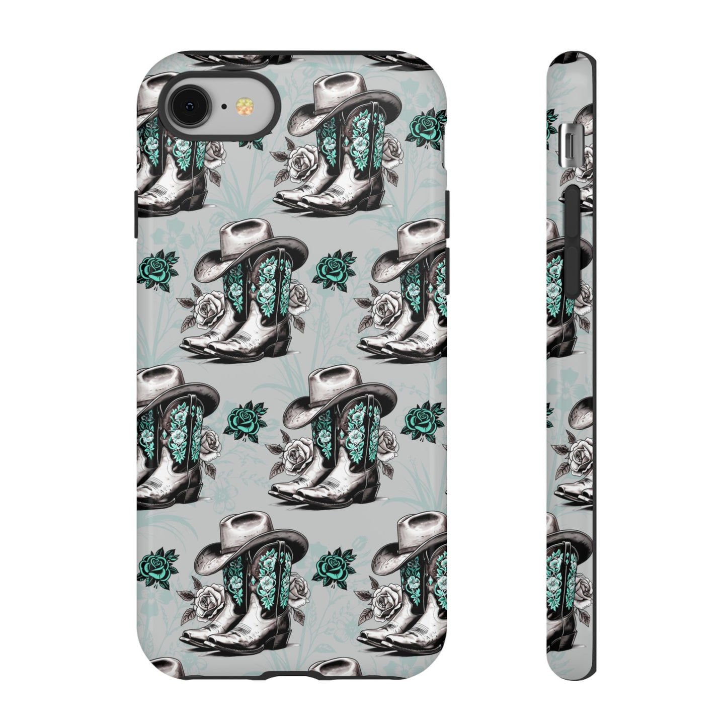 Teal Floral Boots Tough Case