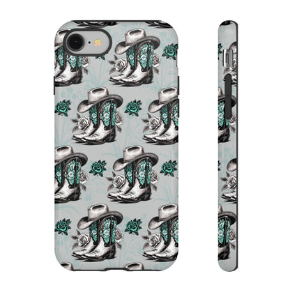 Teal Floral Boots Tough Case