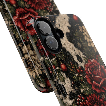 Cowhide Christmas Roses Tough Case