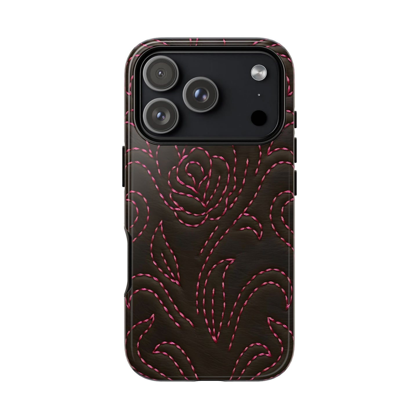 Pink on Black Stitch Tough Phone Case