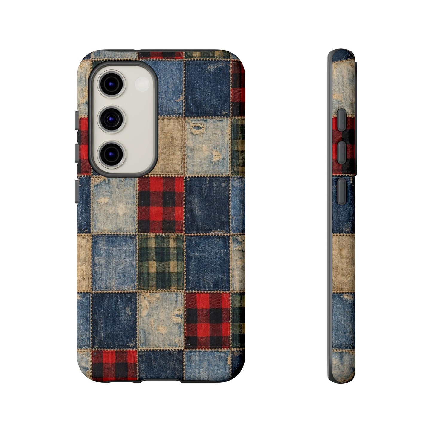 Denim Plaid Patchwork Tough Case