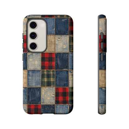 Denim Plaid Patchwork Tough Case