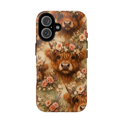 Floral Highland Cow Tough Case