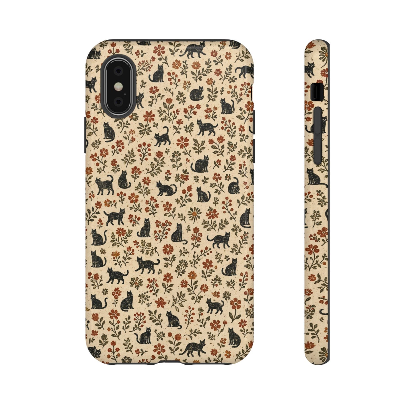 Black Cat Floral Tough Case