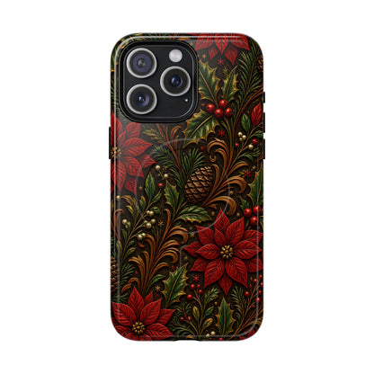 Carved Christmas Holly Magnetic Case