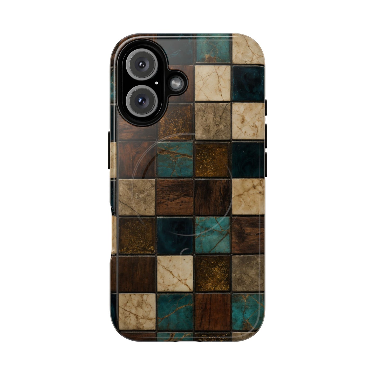 Teal Walnut Tile Magnetic Case