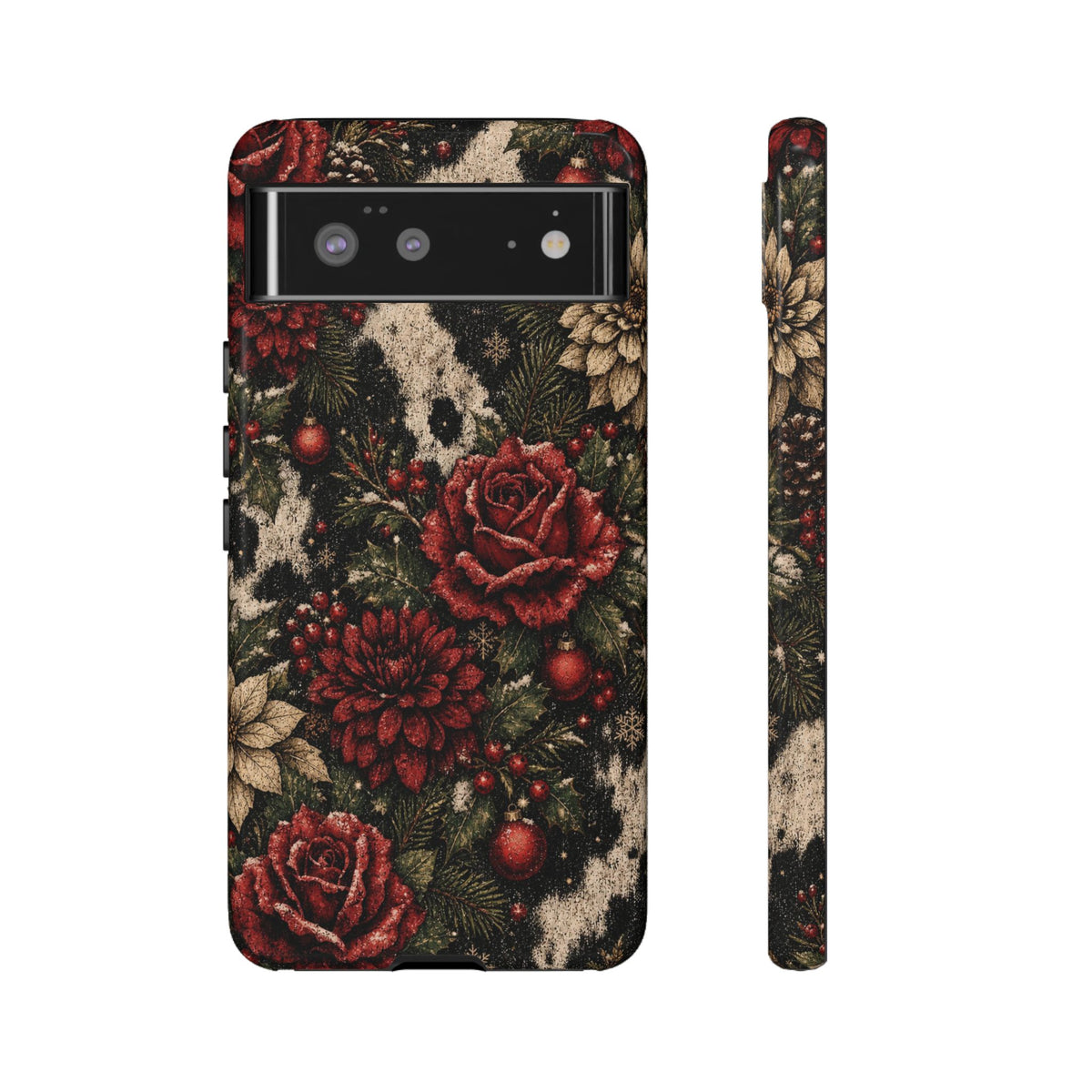 Cowhide Christmas Roses Tough Case