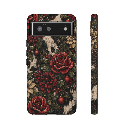 Cowhide Christmas Roses Tough Case