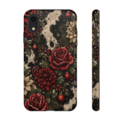 Cowhide Christmas Roses Tough Case