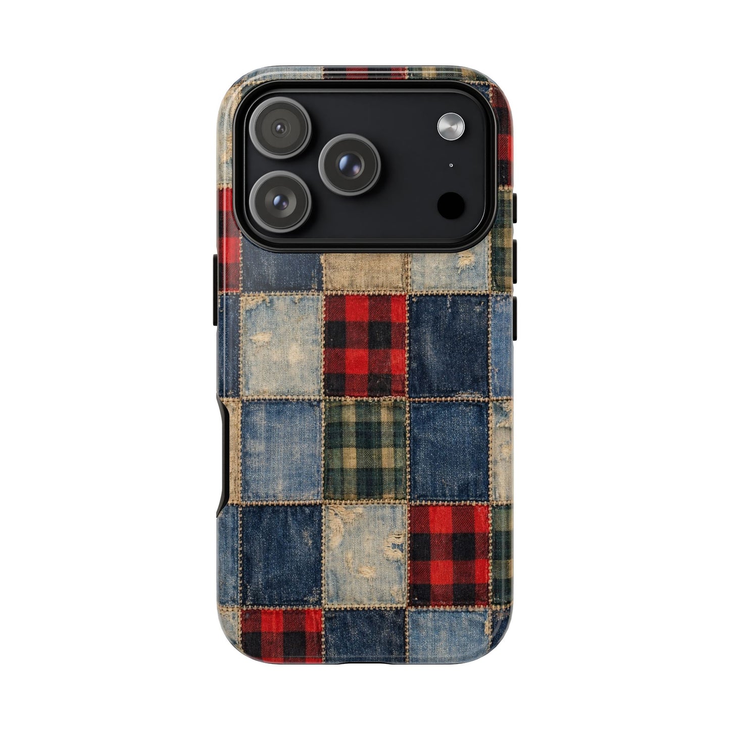 Denim Plaid Patchwork Tough Case