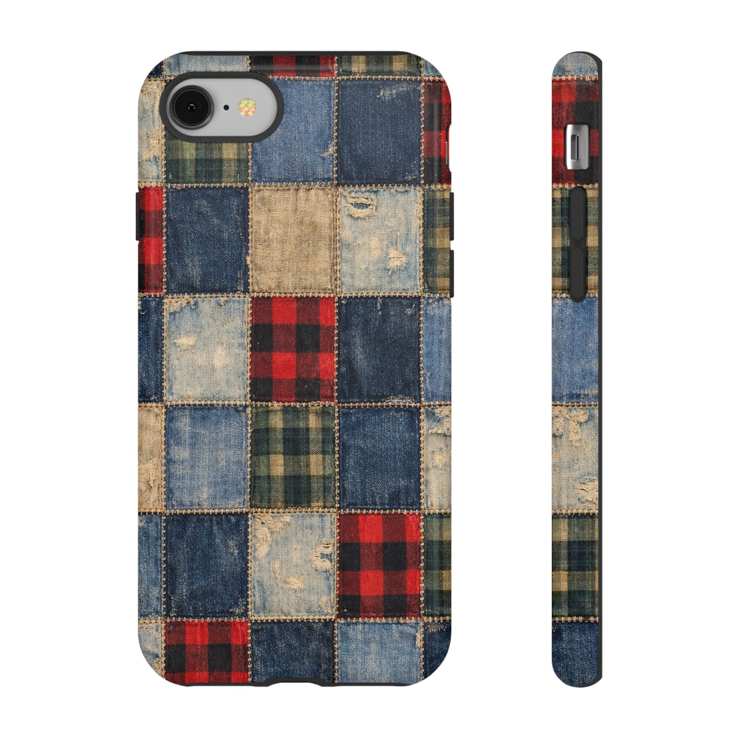 Denim Plaid Patchwork Tough Case