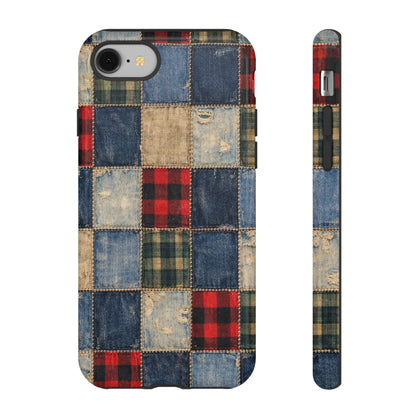Denim Plaid Patchwork Tough Case