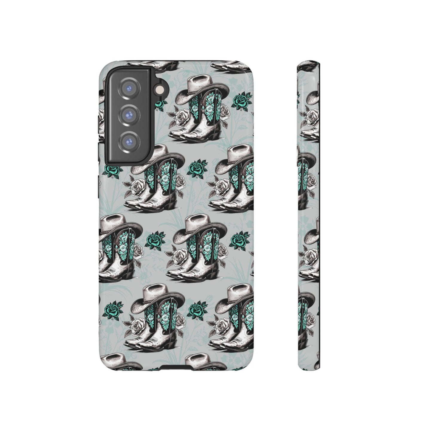 Teal Floral Boots Tough Case