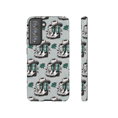 Teal Floral Boots Tough Case