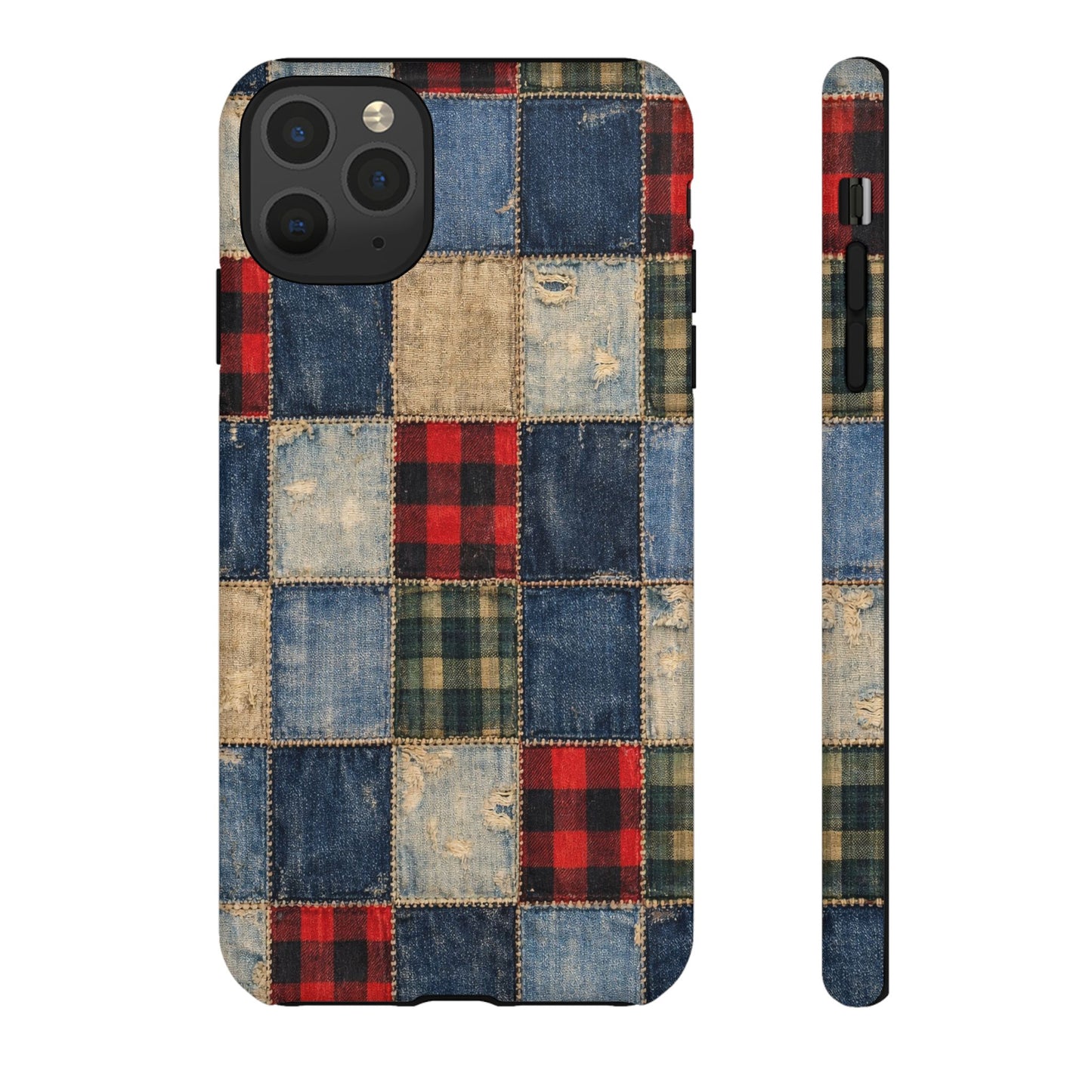 Denim Plaid Patchwork Tough Case