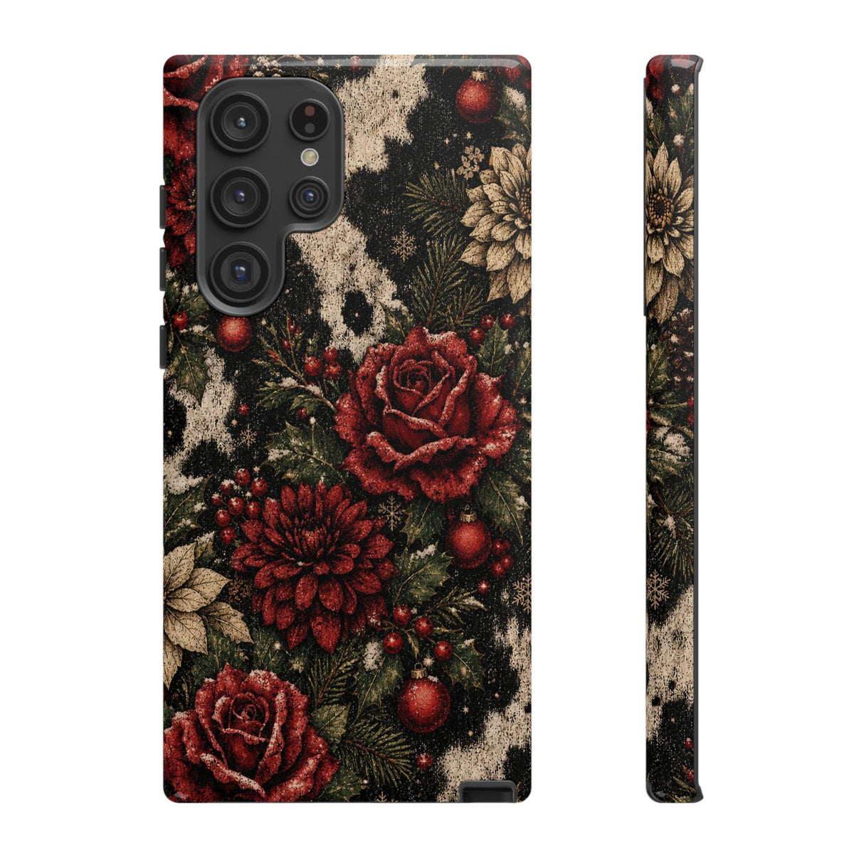Cowhide Christmas Roses Tough Case
