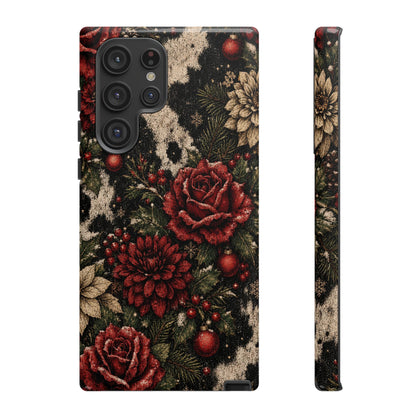 Cowhide Christmas Roses Tough Case