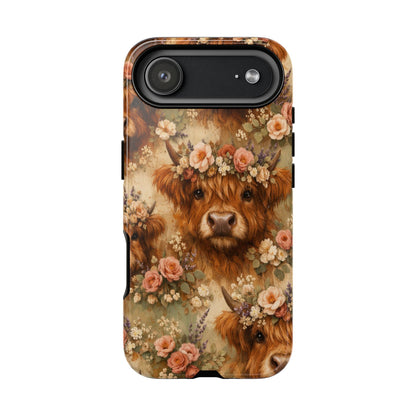 Floral Highland Cow Tough Case