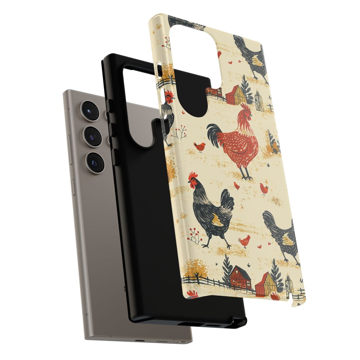 Red Black Chickens Phone Case