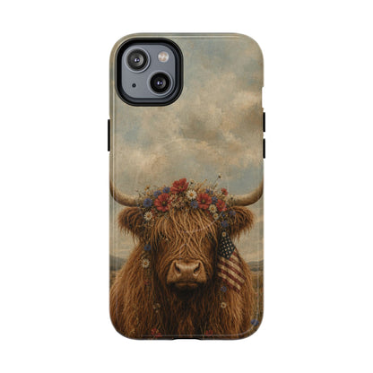 Patriotic Highland Cow Magnetic Case