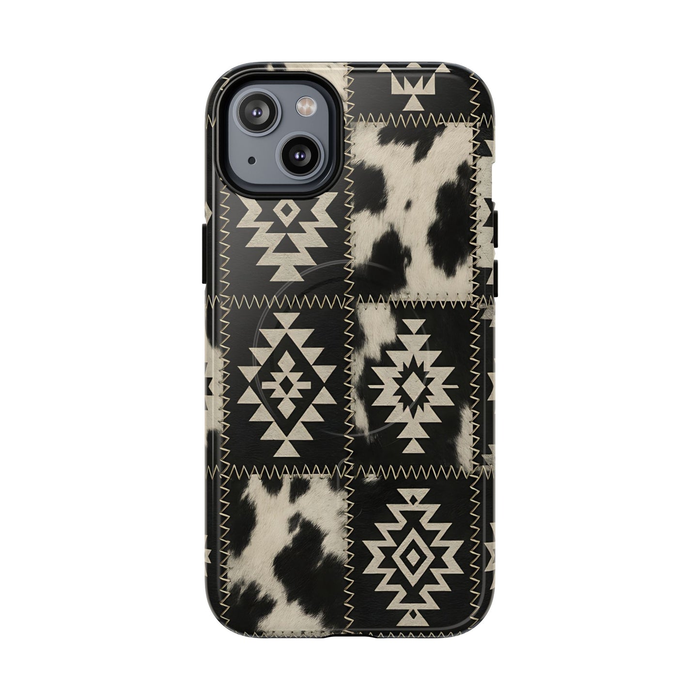 Black Aztec Patchwork Magnetic Case