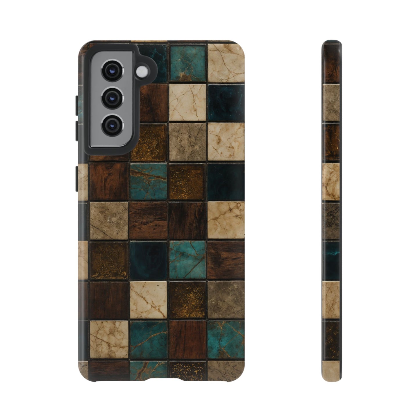 Teal Walnut Tile Tough Case