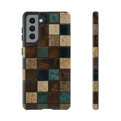 Teal Walnut Tile Tough Case