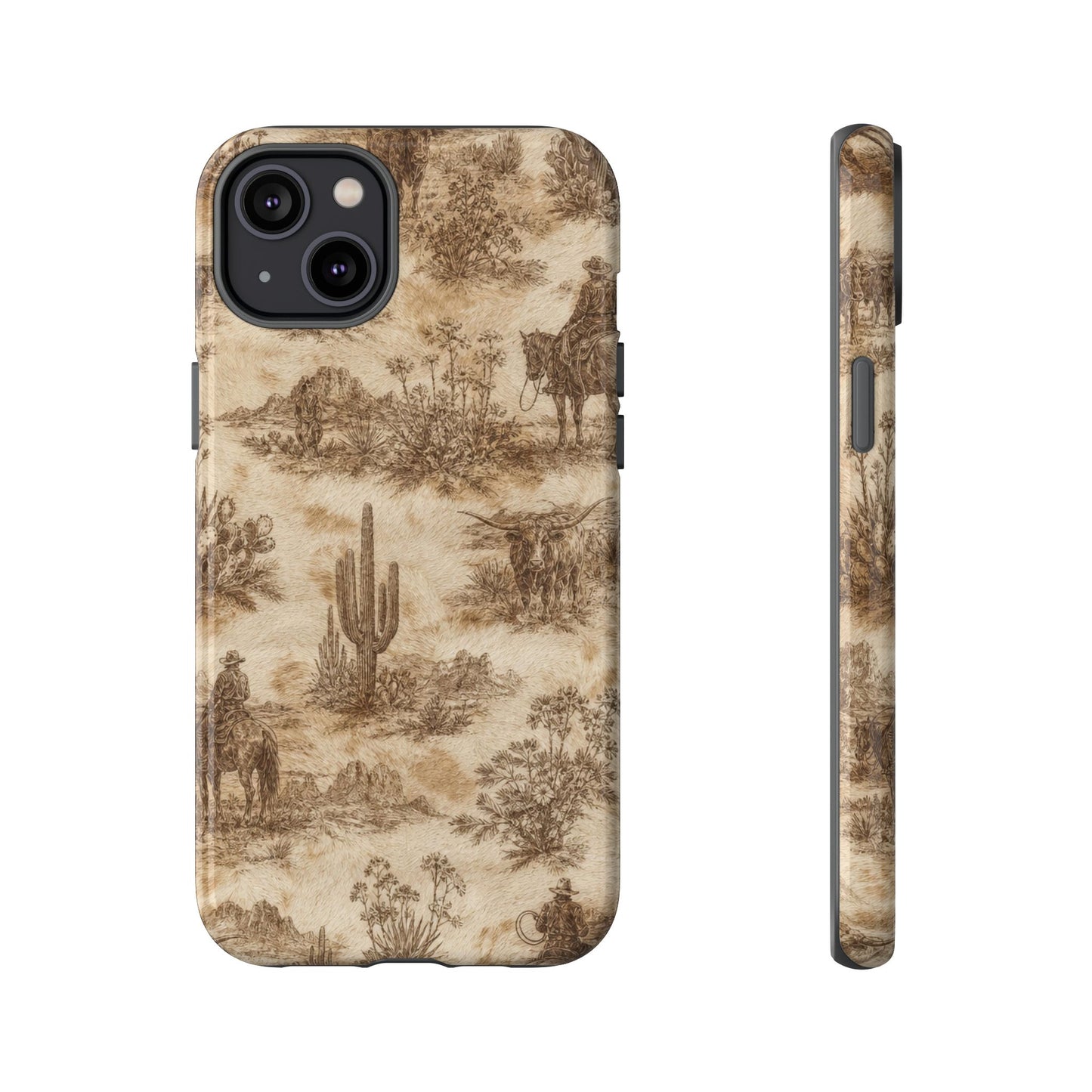 Ivory Cowhide Toile Tough Case