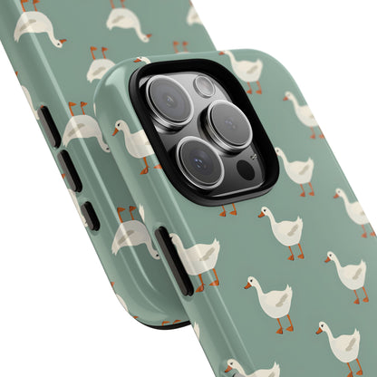 White Ducks on Teal Tough Phone Case