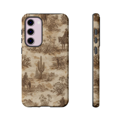 Ivory Cowhide Toile Tough Case