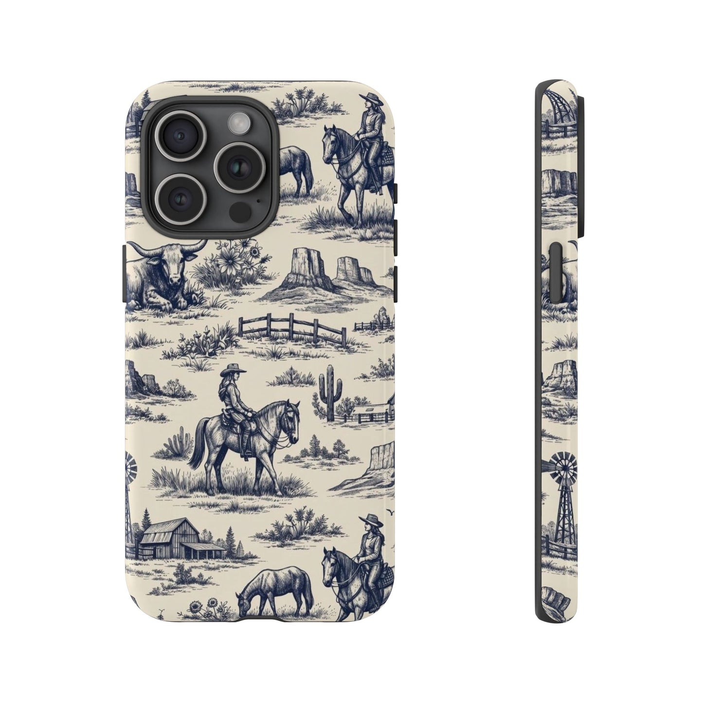 Western Toile Navy Tough Case