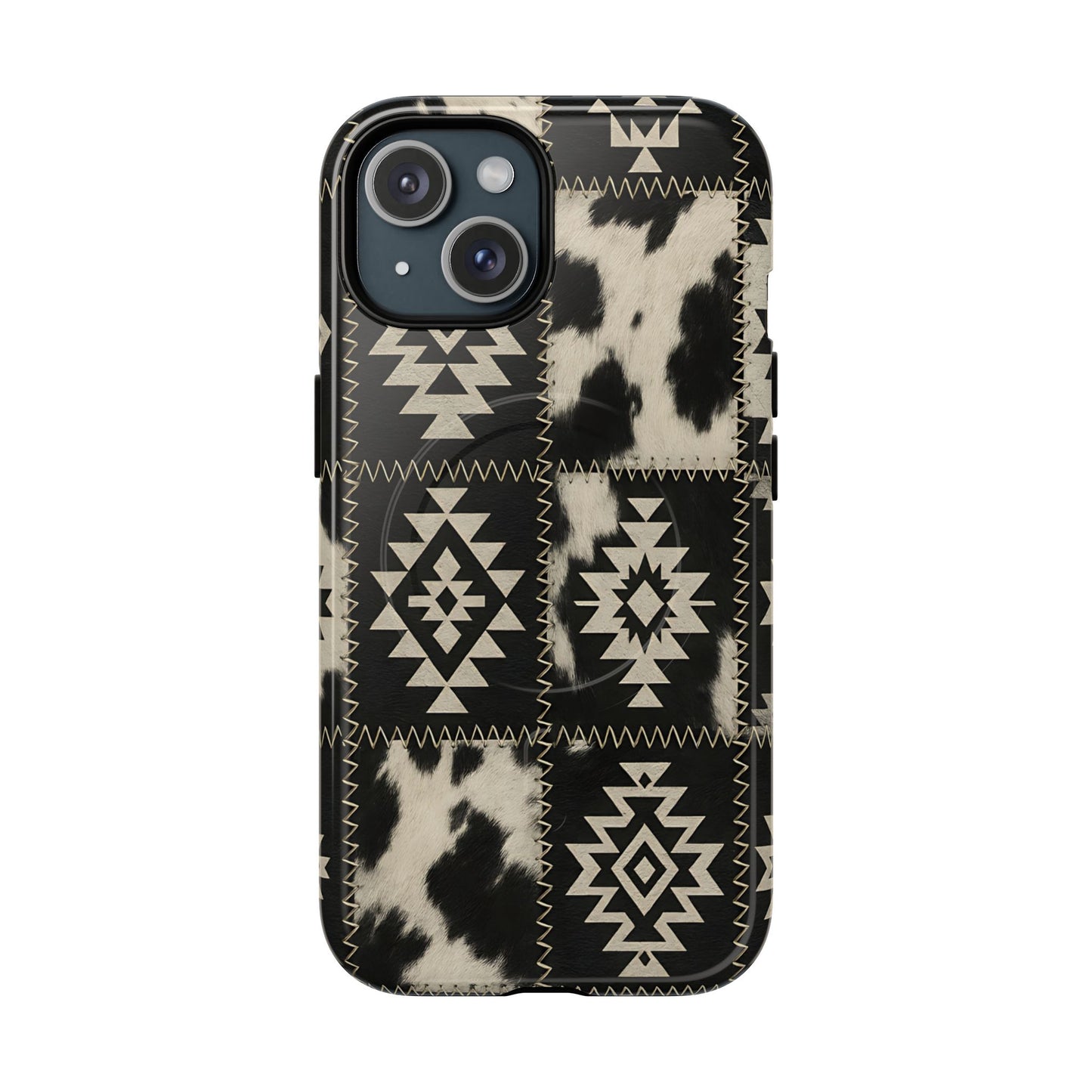 Black Aztec Patchwork Magnetic Case