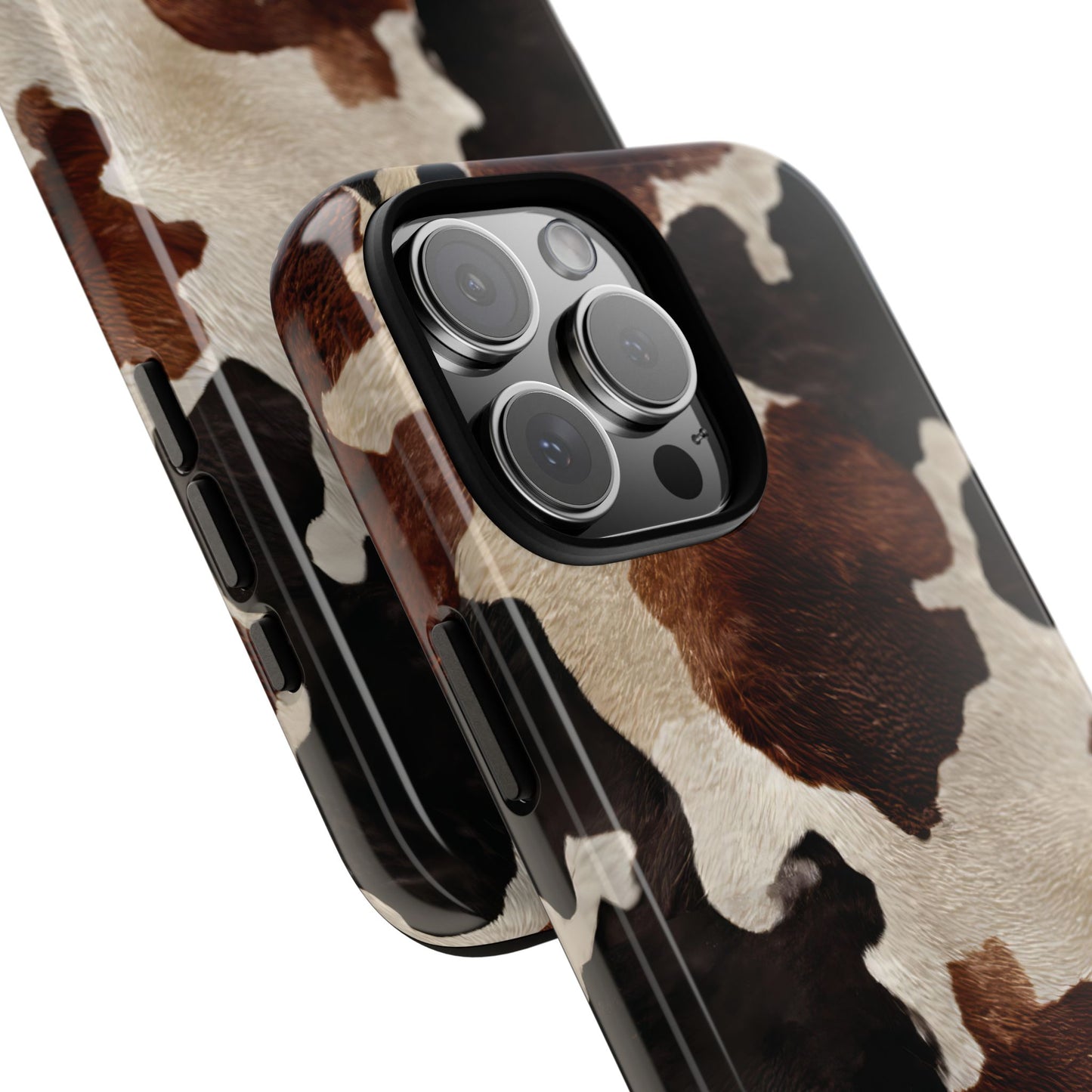 Brown Black Cowhide Tough Phone Case