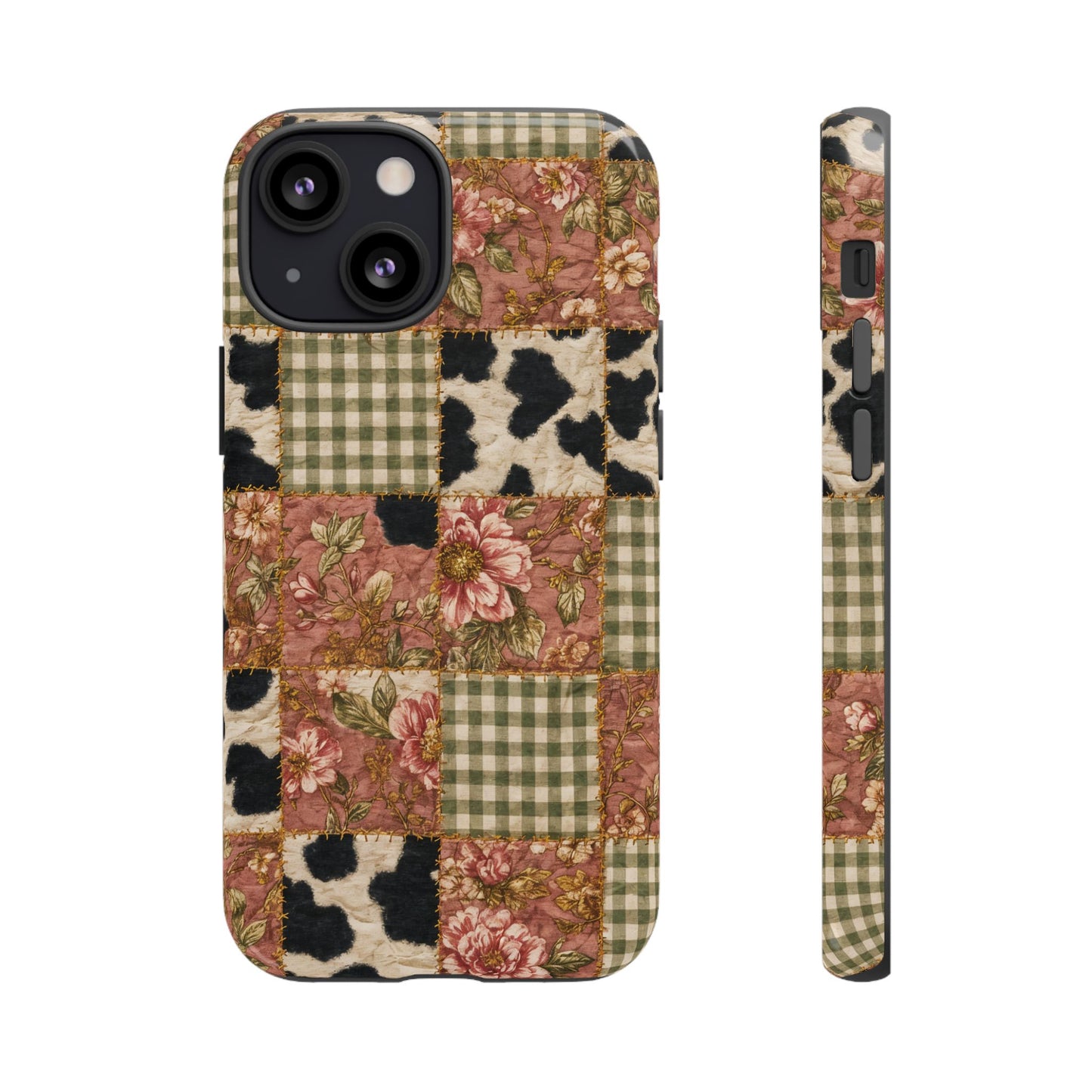 Cowhide Floral Quilt Tough Case