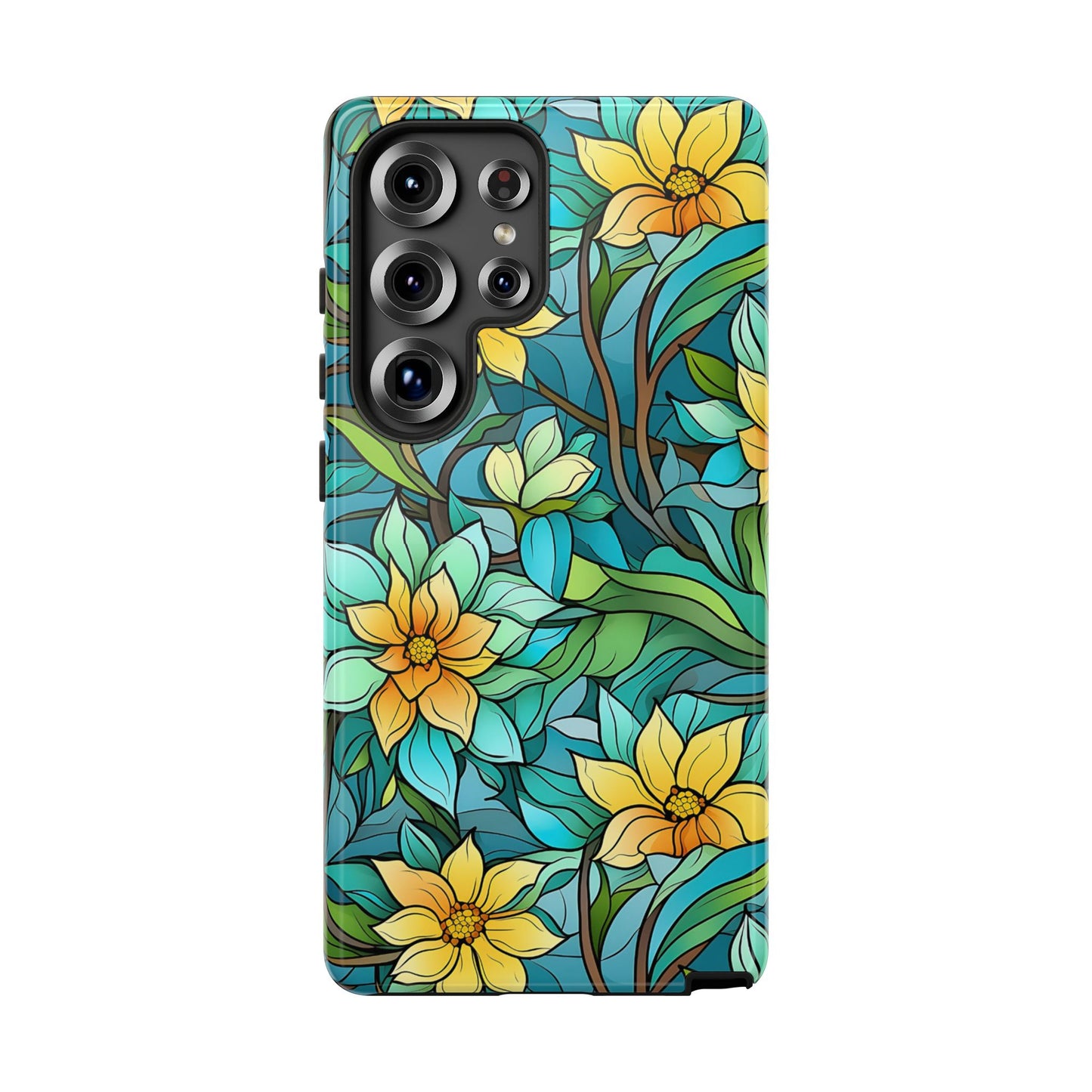Stained Glass Yellow Flowers Tough Phone Case