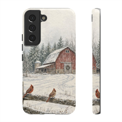 Snowy Red Barn Tough Case