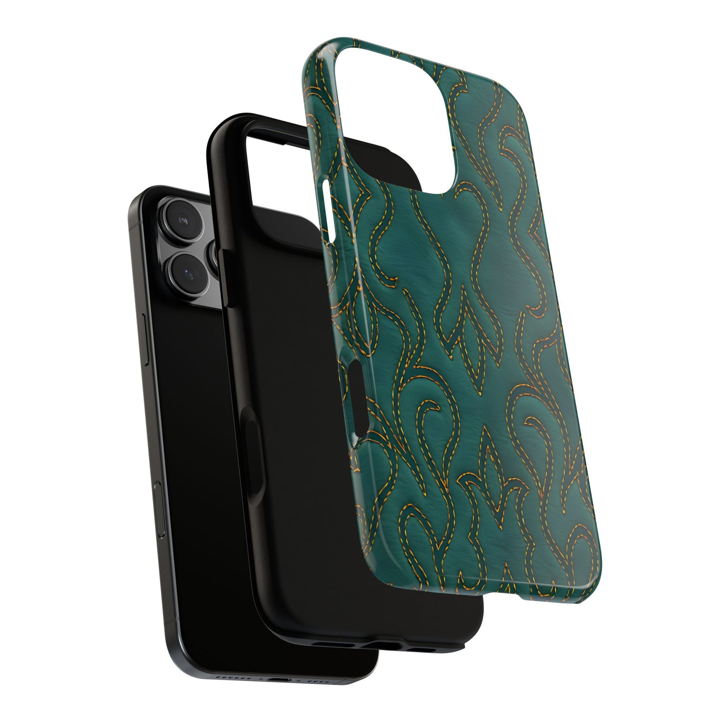 Faux Tooled Teal Stitch Tough Phone Case